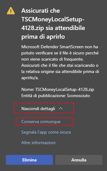 Conserva il file